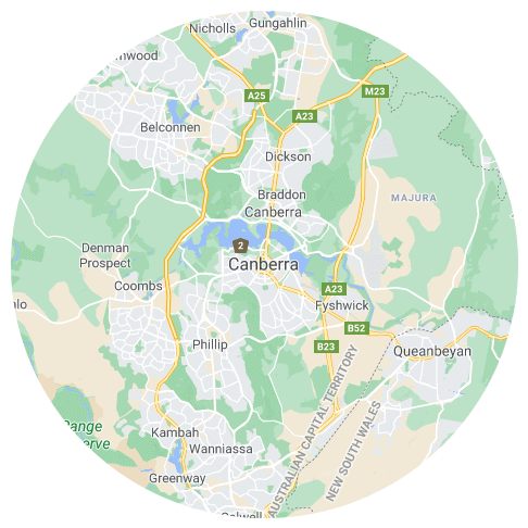canberra-service-area Map of Canberra, ACT