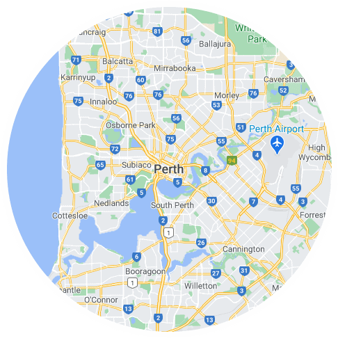 perth-service-area Map of Perth, WA